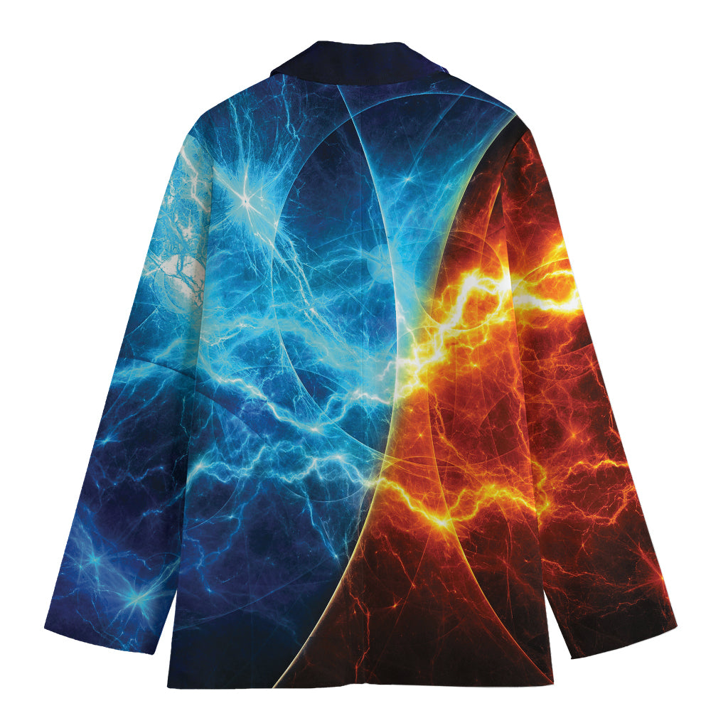 Fire And Ice Energy Print Women's Cotton Blazer