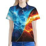 Fire And Ice Energy Print Women's Polo Shirt