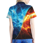 Fire And Ice Energy Print Women's Polo Shirt