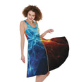 Fire And Ice Energy Print Sleeveless Knee Length Dress
