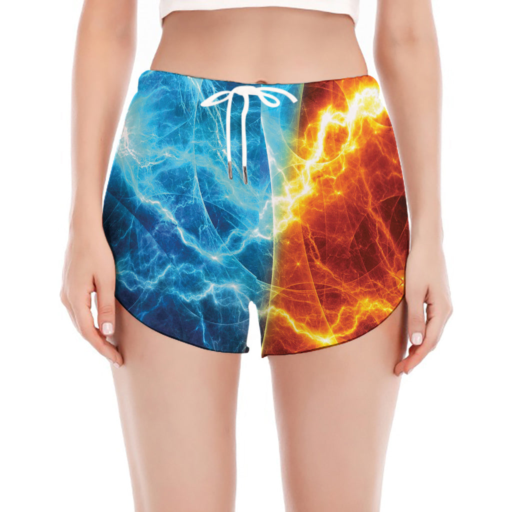 Fire And Ice Energy Print Women's Split Running Shorts