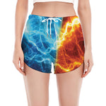 Fire And Ice Energy Print Women's Split Running Shorts