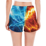 Fire And Ice Energy Print Women's Split Running Shorts