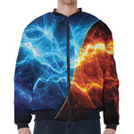 Fire And Ice Energy Print Zip Sleeve Bomber Jacket