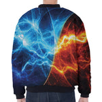Fire And Ice Energy Print Zip Sleeve Bomber Jacket