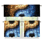 Fire And Ice Sparkle Yin Yang Print 3 Piece Kitchen Curtains