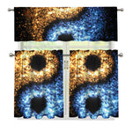 Fire And Ice Sparkle Yin Yang Print 3 Piece Kitchen Curtains