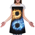 Fire And Ice Sparkle Yin Yang Print Adjustable Apron