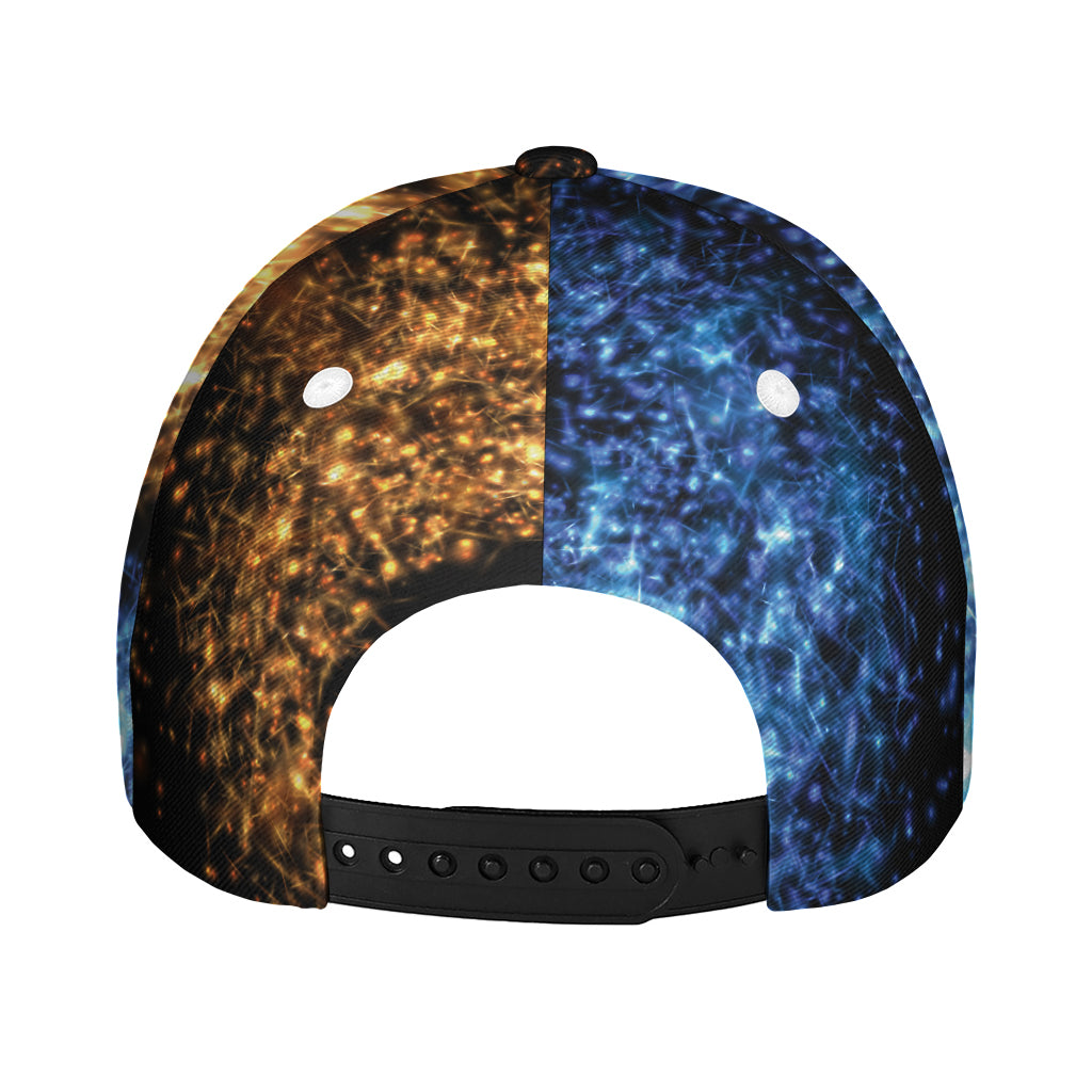 Fire And Ice Sparkle Yin Yang Print Baseball Cap