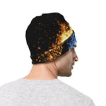 Fire And Ice Sparkle Yin Yang Print Beanie