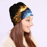 Fire And Ice Sparkle Yin Yang Print Beanie