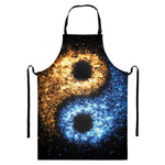 Fire And Ice Sparkle Yin Yang Print Bib Apron With Pocket