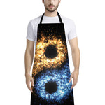 Fire And Ice Sparkle Yin Yang Print Bib Apron With Pocket