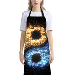 Fire And Ice Sparkle Yin Yang Print Bib Apron With Pocket