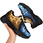 Fire And Ice Sparkle Yin Yang Print Black Chunky Shoes