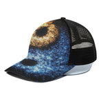 Fire And Ice Sparkle Yin Yang Print Black Mesh Trucker Cap