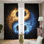 Fire And Ice Sparkle Yin Yang Print Blackout Pencil Pleat Curtains