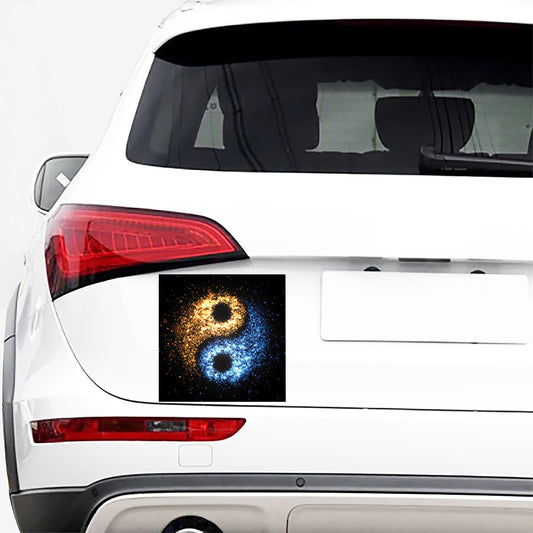Fire And Ice Sparkle Yin Yang Print Car Sticker