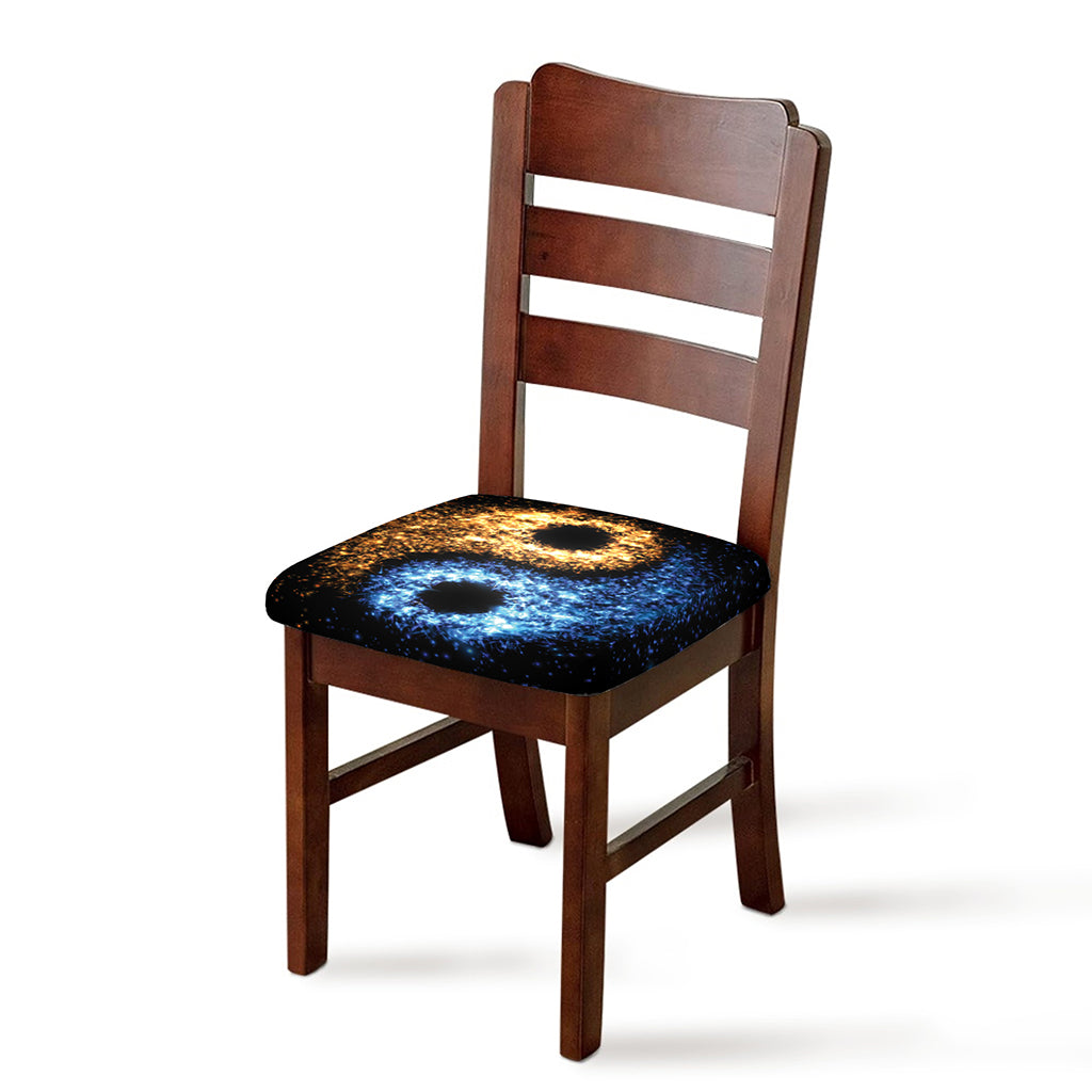 Fire And Ice Sparkle Yin Yang Print Chair Cushion Cover