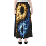 Fire And Ice Sparkle Yin Yang Print Chiffon Maxi Skirt