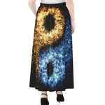 Fire And Ice Sparkle Yin Yang Print Chiffon Maxi Skirt