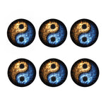 Fire And Ice Sparkle Yin Yang Print Coaster Set