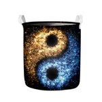 Fire And Ice Sparkle Yin Yang Print Collapsible Laundry Basket