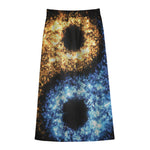 Fire And Ice Sparkle Yin Yang Print Cotton Front Slit Maxi Skirt