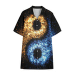 Fire And Ice Sparkle Yin Yang Print Cotton Hawaiian Shirt