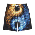 Fire And Ice Sparkle Yin Yang Print Cotton Shorts