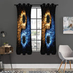 Fire And Ice Sparkle Yin Yang Print Curtain