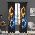 Fire And Ice Sparkle Yin Yang Print Curtain