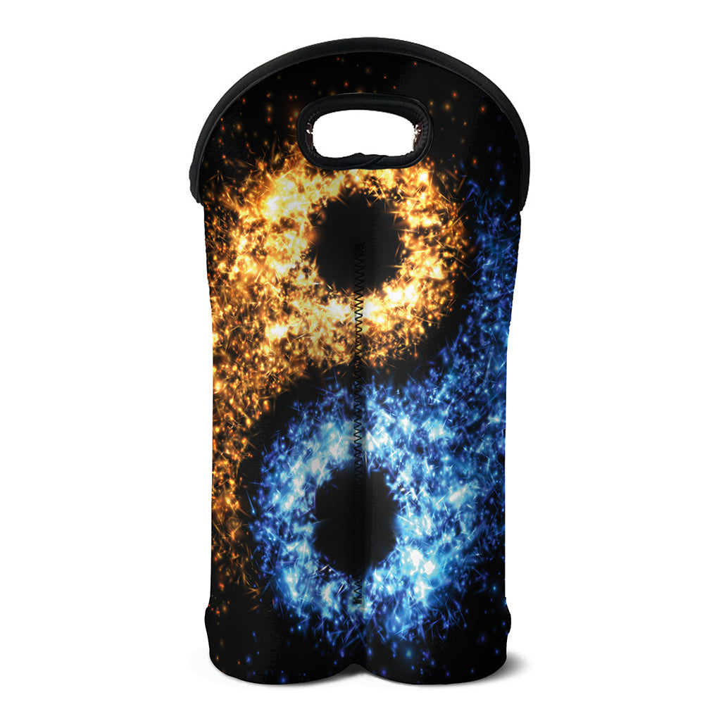 Fire And Ice Sparkle Yin Yang Print Double Neoprene Wine Tote