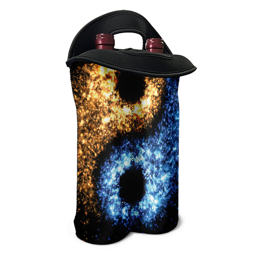 Fire And Ice Sparkle Yin Yang Print Double Neoprene Wine Tote