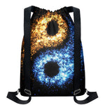 Fire And Ice Sparkle Yin Yang Print Drawstring Backpack