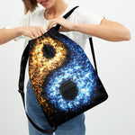 Fire And Ice Sparkle Yin Yang Print Drawstring Backpack