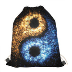 Fire And Ice Sparkle Yin Yang Print Drawstring Bag