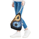 Fire And Ice Sparkle Yin Yang Print Drawstring Bag
