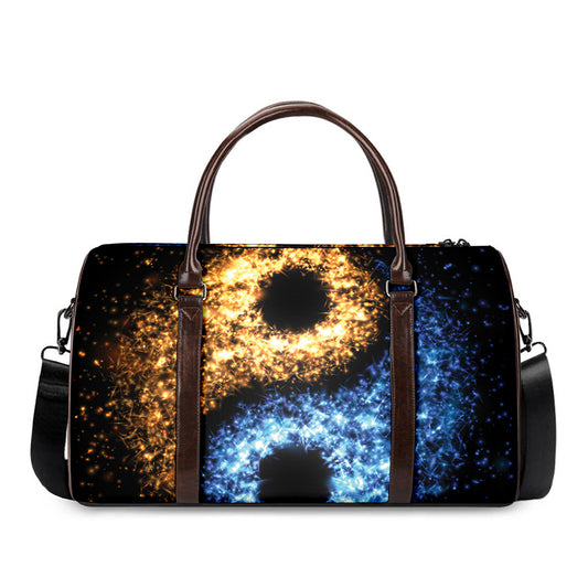 Fire And Ice Sparkle Yin Yang Print Duffle Bag