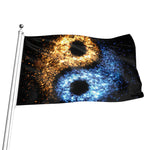Fire And Ice Sparkle Yin Yang Print Flag
