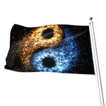 Fire And Ice Sparkle Yin Yang Print Flag
