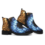 Fire And Ice Sparkle Yin Yang Print Flat Ankle Boots