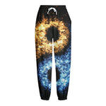 Fire And Ice Sparkle Yin Yang Print Fleece Lined Knit Pants