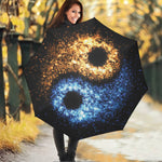 Fire And Ice Sparkle Yin Yang Print Foldable Umbrella
