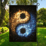Fire And Ice Sparkle Yin Yang Print Garden Flag