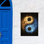 Fire And Ice Sparkle Yin Yang Print Garden Flag