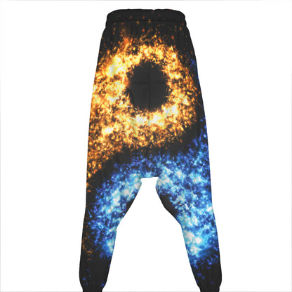 Fire And Ice Sparkle Yin Yang Print Hammer Pants
