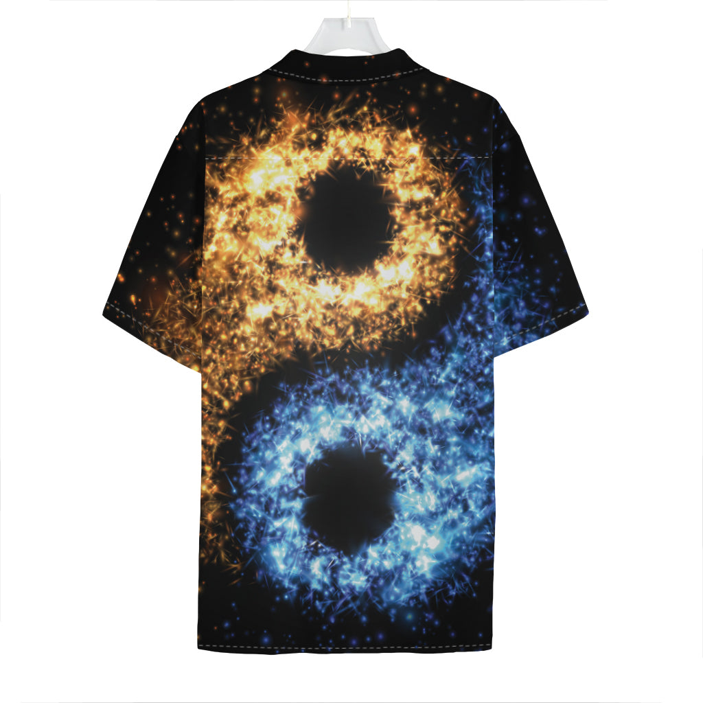 Fire And Ice Sparkle Yin Yang Print Hawaiian Shirt