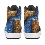 Fire And Ice Sparkle Yin Yang Print High Top Leather Sneakers