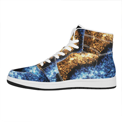 Fire And Ice Sparkle Yin Yang Print High Top Leather Sneakers